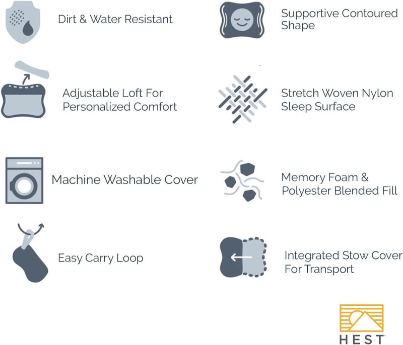 HEST Camping Pillow - Temperature Resilient, Memory Foam, Packable Travel Pillow - Image 3